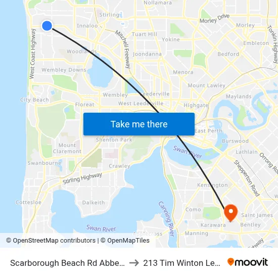Scarborough Beach Rd Abbett Street Cat Id 24 to 213 Tim Winton Lecture Theatre map