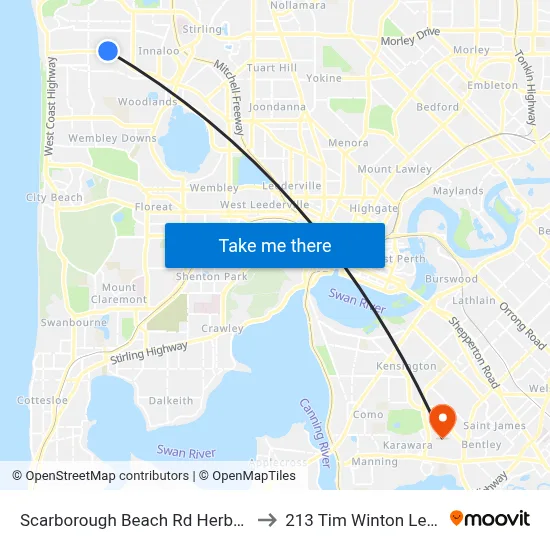 Scarborough Beach Rd Herbert Street Cat Id 27 to 213 Tim Winton Lecture Theatre map