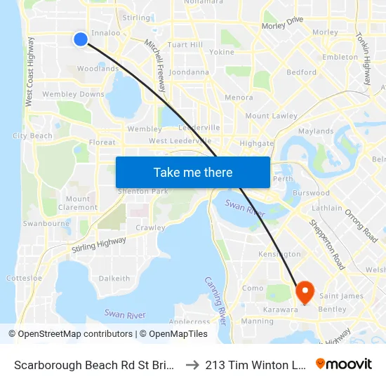 Scarborough Beach Rd St Brigid's Terrace Cat Id 29 to 213 Tim Winton Lecture Theatre map