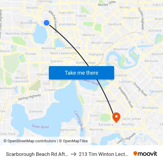 Scarborough Beach Rd After Hutton St to 213 Tim Winton Lecture Theatre map