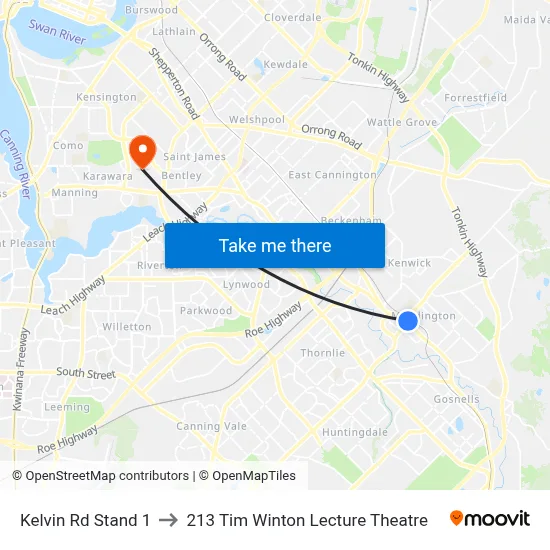 Kelvin Rd Stand 1 to 213 Tim Winton Lecture Theatre map