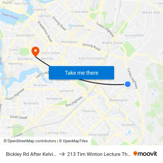 Bickley Rd After Kelvin Rd to 213 Tim Winton Lecture Theatre map