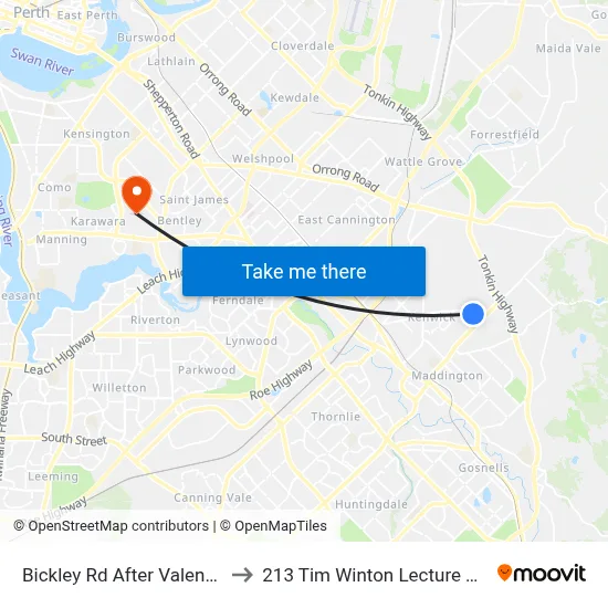 Bickley Rd After Valencia Wy to 213 Tim Winton Lecture Theatre map