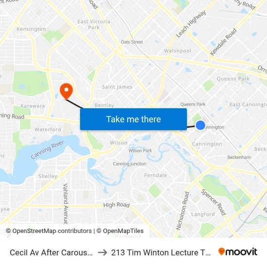 Cecil Av After Carousel Rd to 213 Tim Winton Lecture Theatre map