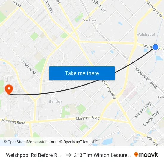 Welshpool Rd Before Radium St to 213 Tim Winton Lecture Theatre map