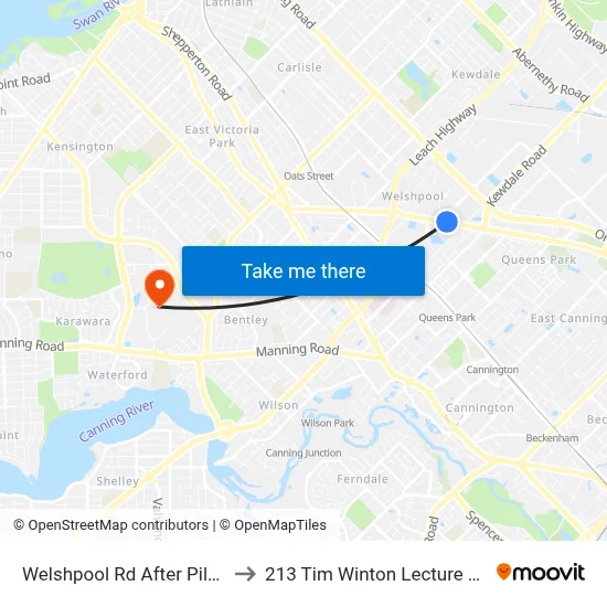 Welshpool Rd After Pilbara St to 213 Tim Winton Lecture Theatre map