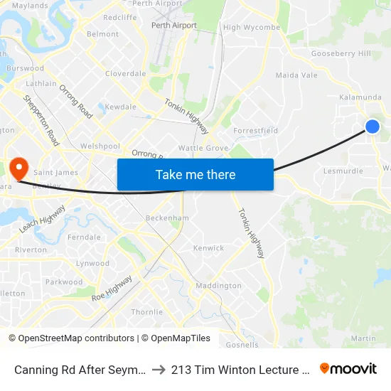 Canning Rd After Seymour Rd to 213 Tim Winton Lecture Theatre map