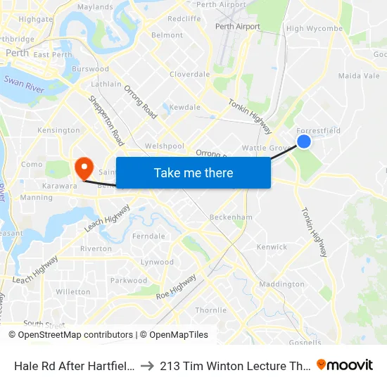 Hale Rd After Hartfield Rd to 213 Tim Winton Lecture Theatre map