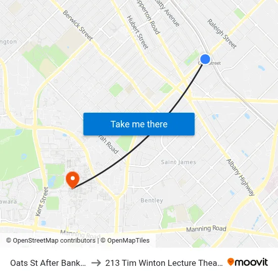 Oats St After Bank St to 213 Tim Winton Lecture Theatre map