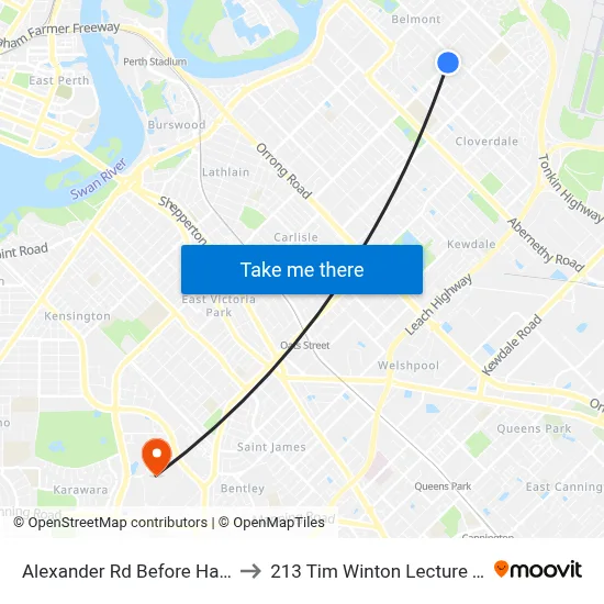 Alexander Rd Before Hardey Rd to 213 Tim Winton Lecture Theatre map