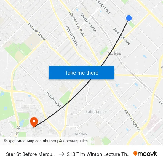 Star St Before Mercury St to 213 Tim Winton Lecture Theatre map