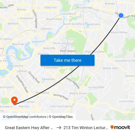 Great Eastern Hwy After Bullarra Rd to 213 Tim Winton Lecture Theatre map