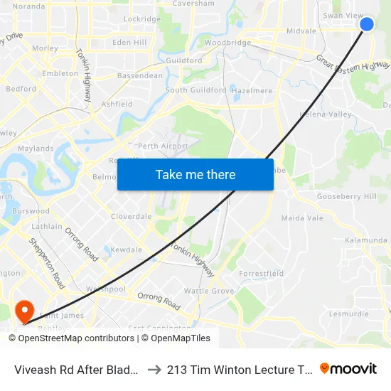 Viveash Rd After Bladon Wy to 213 Tim Winton Lecture Theatre map