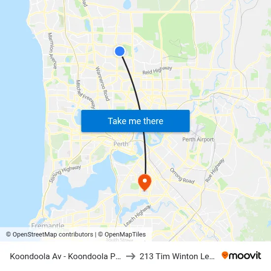Koondoola Av - Koondoola Plaza Shopping Ctr to 213 Tim Winton Lecture Theatre map