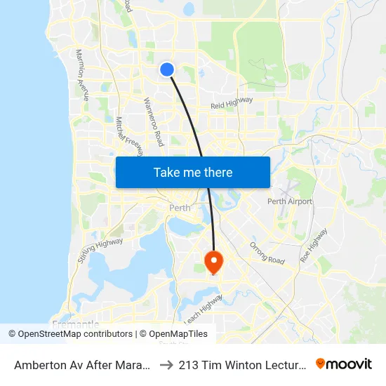 Amberton Av After Marangaroo Dr to 213 Tim Winton Lecture Theatre map