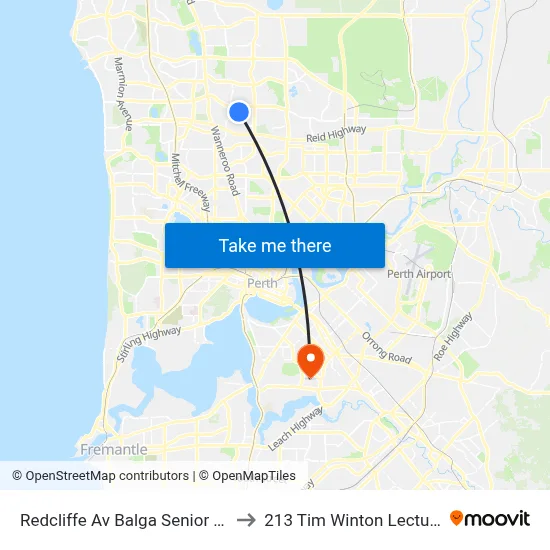 Redcliffe Av Balga Senior High School to 213 Tim Winton Lecture Theatre map