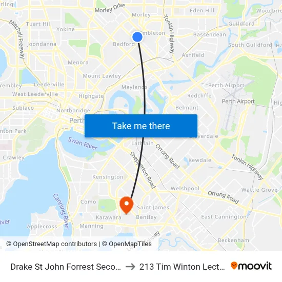 Drake St John Forrest Secondary College to 213 Tim Winton Lecture Theatre map
