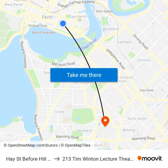 Hay St Before Hill St to 213 Tim Winton Lecture Theatre map