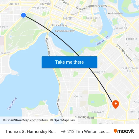 Thomas St Hamersley Road Cat Id 139 to 213 Tim Winton Lecture Theatre map