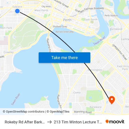 Rokeby Rd After Barker Rd to 213 Tim Winton Lecture Theatre map