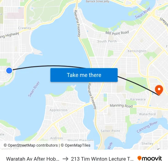 Waratah Av After Hobbs Av to 213 Tim Winton Lecture Theatre map