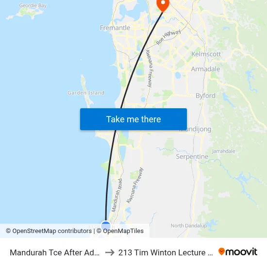 Mandurah Tce After Adonis Rd to 213 Tim Winton Lecture Theatre map