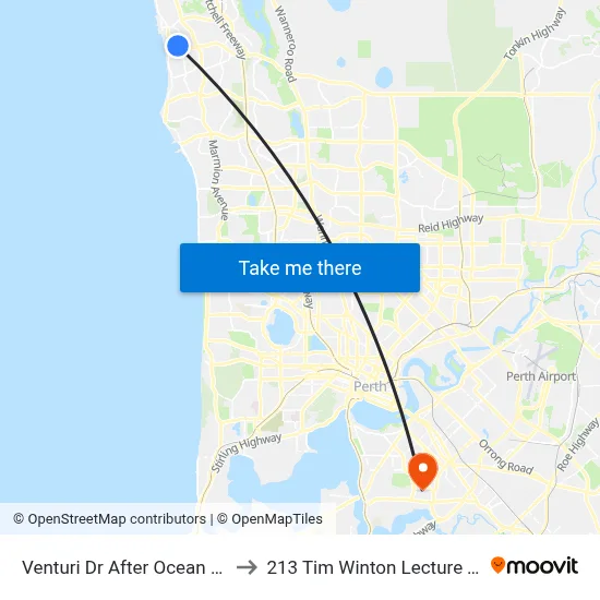 Venturi Dr After Ocean Reef Rd to 213 Tim Winton Lecture Theatre map
