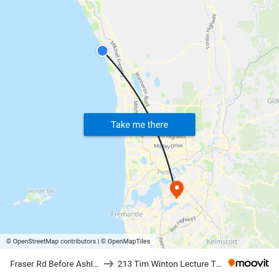 Fraser Rd Before Ashley Av to 213 Tim Winton Lecture Theatre map