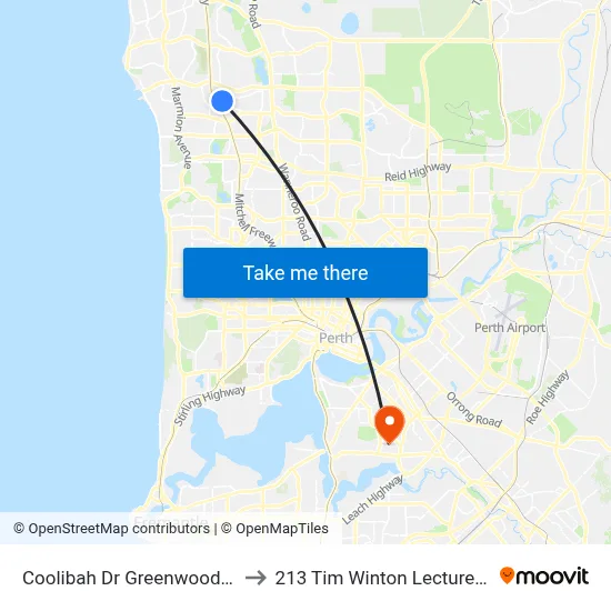 Coolibah Dr Greenwood College to 213 Tim Winton Lecture Theatre map