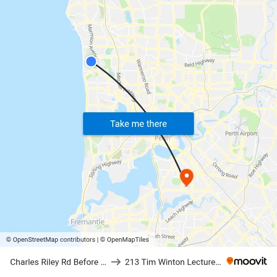 Charles Riley Rd Before Wilby St to 213 Tim Winton Lecture Theatre map