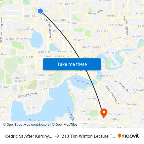 Cedric St After Karrinyup Rd to 213 Tim Winton Lecture Theatre map