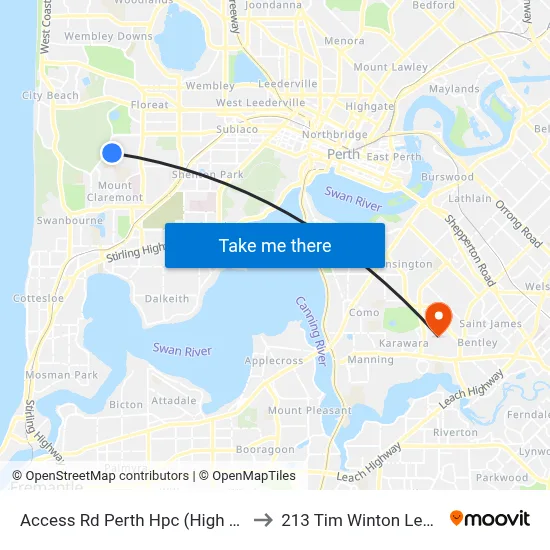Access Rd Perth Hpc (High Performance Ctr) to 213 Tim Winton Lecture Theatre map