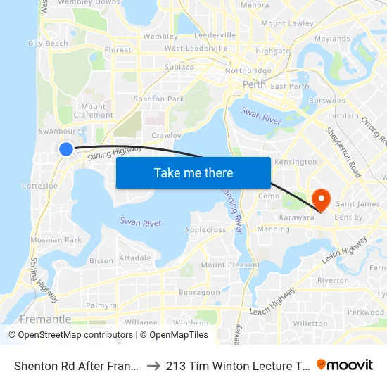 Shenton Rd After Franklin St to 213 Tim Winton Lecture Theatre map