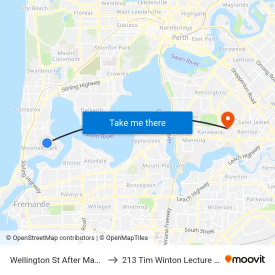 Wellington St After Manning St to 213 Tim Winton Lecture Theatre map