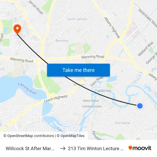 Willcock St After Marmot Wy to 213 Tim Winton Lecture Theatre map