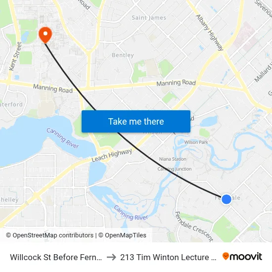 Willcock St Before Ferndale Cr to 213 Tim Winton Lecture Theatre map