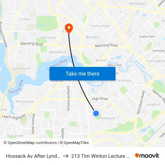 Hossack Av After Lyndale Av to 213 Tim Winton Lecture Theatre map