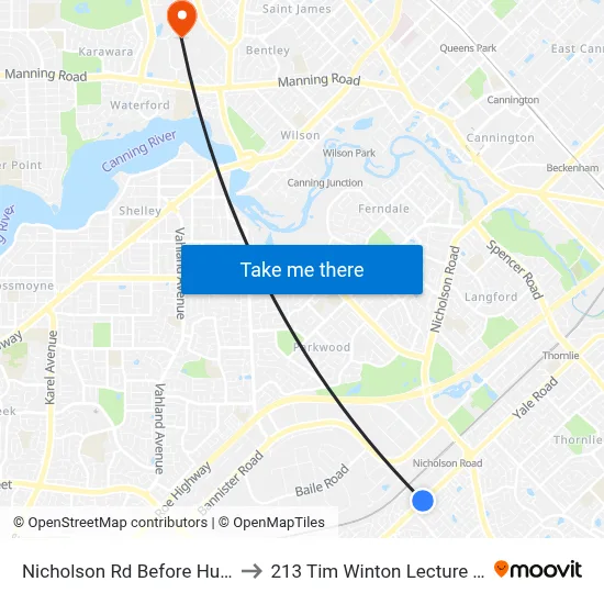 Nicholson Rd Before Hughes St to 213 Tim Winton Lecture Theatre map