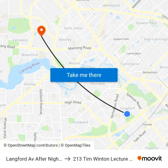 Langford Av After Nightjar Ln to 213 Tim Winton Lecture Theatre map