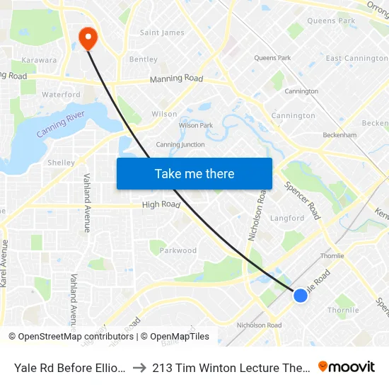 Yale Rd Before Elliot Pl to 213 Tim Winton Lecture Theatre map