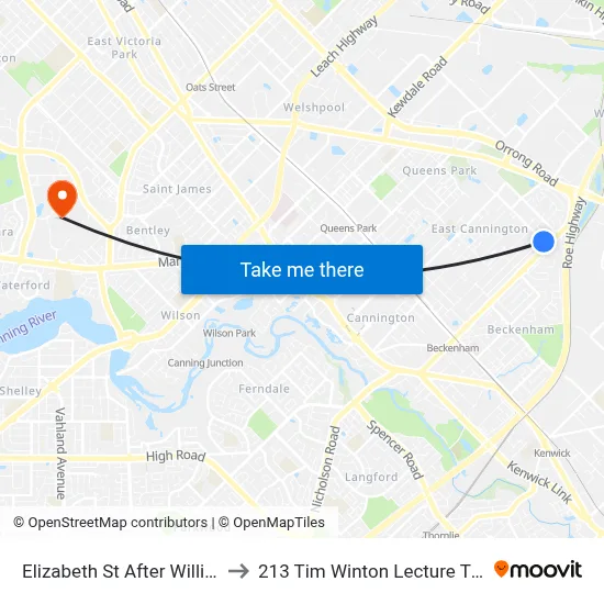 Elizabeth St After William St to 213 Tim Winton Lecture Theatre map