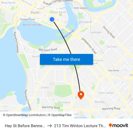 Hay St Before Bennett St to 213 Tim Winton Lecture Theatre map