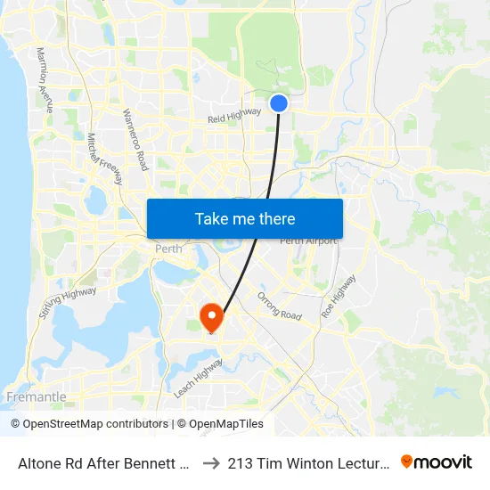 Altone Rd After Bennett Springs Dr to 213 Tim Winton Lecture Theatre map