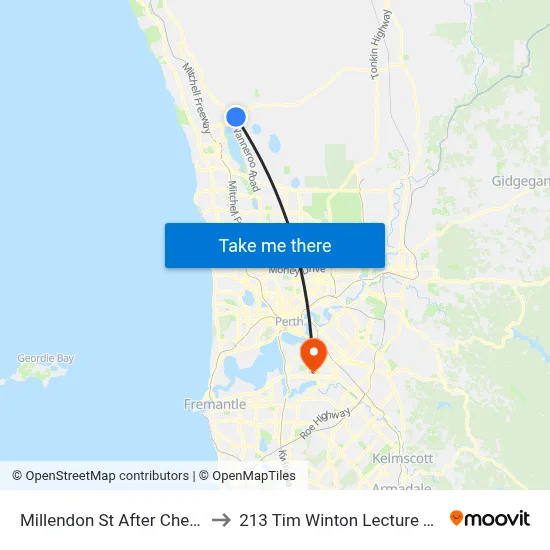 Millendon St After Cheritin Dr to 213 Tim Winton Lecture Theatre map