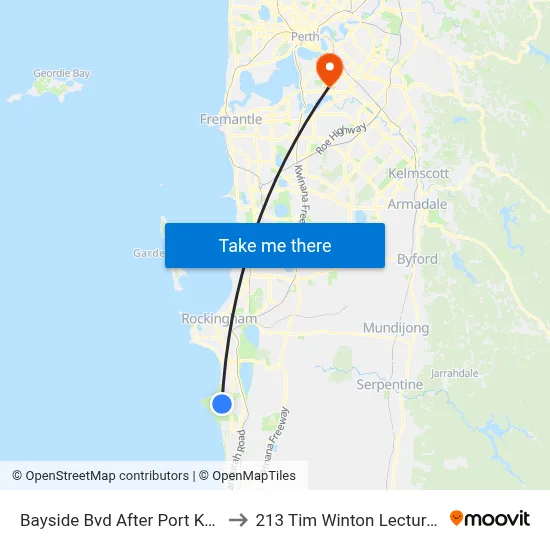 Bayside Bvd After Port Kennedy Dr to 213 Tim Winton Lecture Theatre map