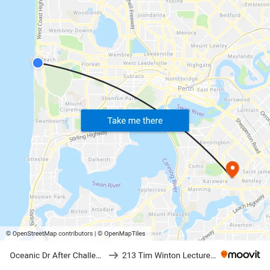 Oceanic Dr After Challenger Pde to 213 Tim Winton Lecture Theatre map