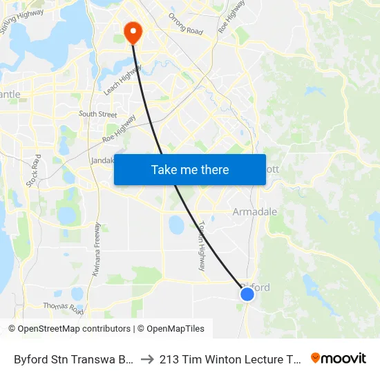 Byford Stn Transwa Byford to 213 Tim Winton Lecture Theatre map