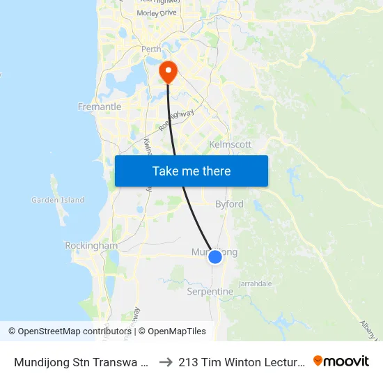 Mundijong Stn Transwa Mundijong to 213 Tim Winton Lecture Theatre map
