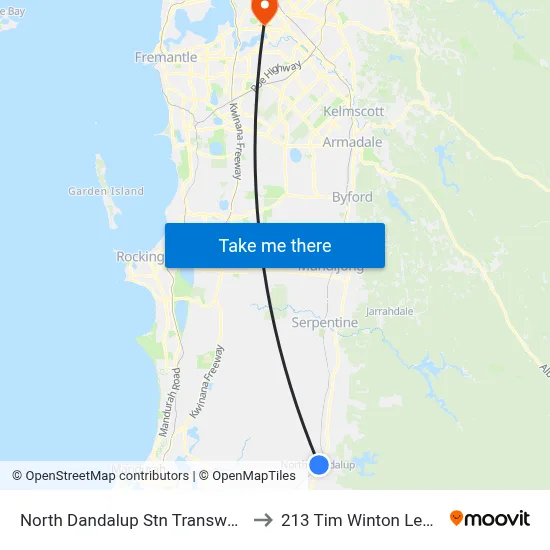 North Dandalup Stn Transwa North Dandalup to 213 Tim Winton Lecture Theatre map