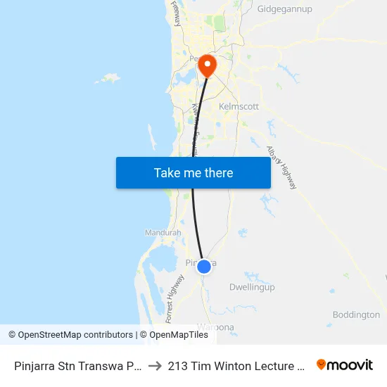 Pinjarra Stn Transwa Pinjarra to 213 Tim Winton Lecture Theatre map